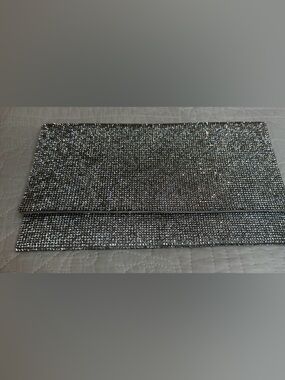 Nina Women's Crystal Silver Twinkle Clutch Sparkle Studded Prom 9x5.5” GORGEOUS